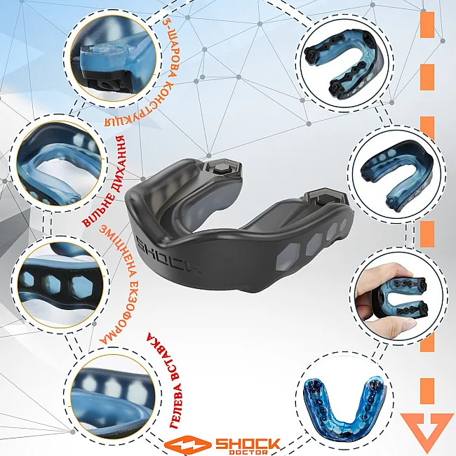 Капа для бокса Shock Doctor Gel Max взрослая (возраст 11+) Black (art. 6210-BK-AD)