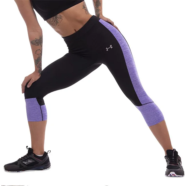 Лосины леггинсы спортивные женские короткие (3/4) UNDER ARMOUR E304 (Черный-серый)