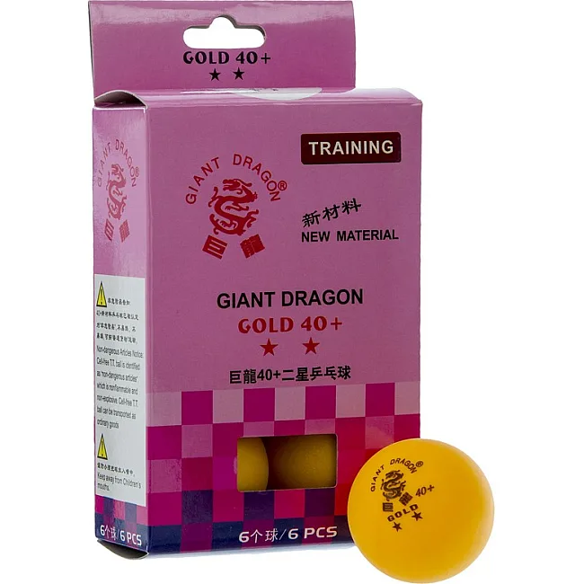 Мячи для настольного тенниса
 GIANT DRAGON GOLD 40+ 2star MT-6561 6шт (Оранжевый)
