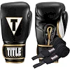 Боксерские перчатки TITLE Boxeo Mexican Leather Quatro Black/White (бинты 4м. в комплекте)