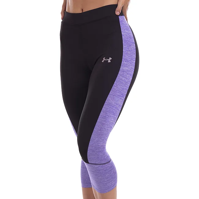 Лосины леггинсы спортивные женские короткие (3/4) UNDER ARMOUR
 E304 (Черный-фиолетовый)