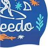 Дитяча шапка для плавання Speedo SLOGAN PRT CAP JU/JF/JM синій, білий OSFM