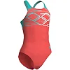 Купальник для девочек Arena PASTIME SWIMSUIT V BACK морковный, бирюзовый, белый