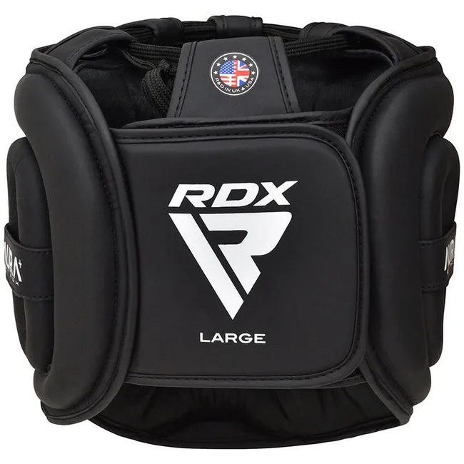 Боксерский шлем RDX AURA PLUS T-17 Black Golden (капа в комплекте)