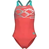 Купальник для девочек Arena PASTIME SWIMSUIT V BACK морковный, бирюзовый, белый