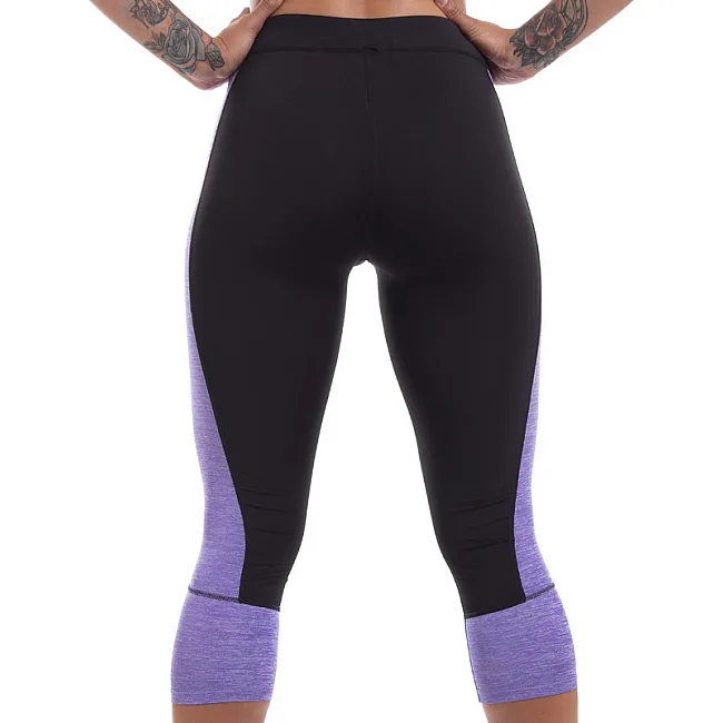 Лосины леггинсы спортивные женские короткие (3/4) UNDER ARMOUR E304 (Черный-серый)