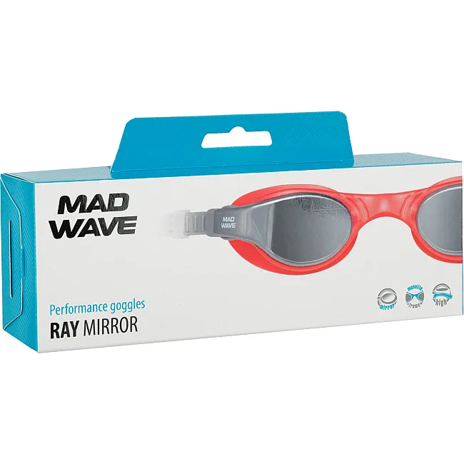 Очки для плавания взрослые
 MADWAVE
 RAY Mirror M042002 (Серый-коралловый)