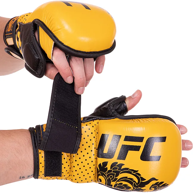 Перчатки Крабы спаринговые для MMA TRUE THAI UFC BO-0487 (Желтый)