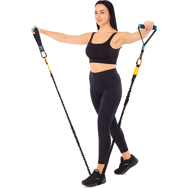 Трубчатый эспандер
 с карабином в защитном рукаве RESISTANCE TUBE LiveUp LP8401-S нагрузка низкая