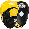 Лапа боксерская изогнутая тренировочная кожа BOXER 2012-01 элит 23х19х4,5см 2штуки (Черный-желтый)