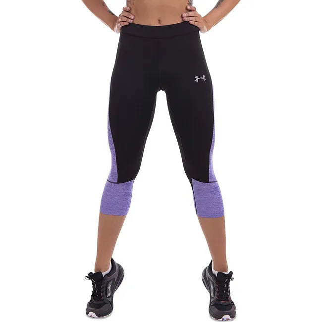 Лосины леггинсы спортивные женские короткие (3/4) UNDER ARMOUR E304 (Черный-серый)