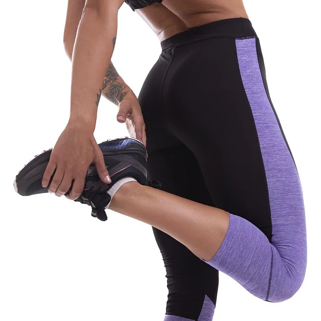 Лосины леггинсы спортивные женские короткие (3/4) UNDER ARMOUR E304 (Черный-серый)