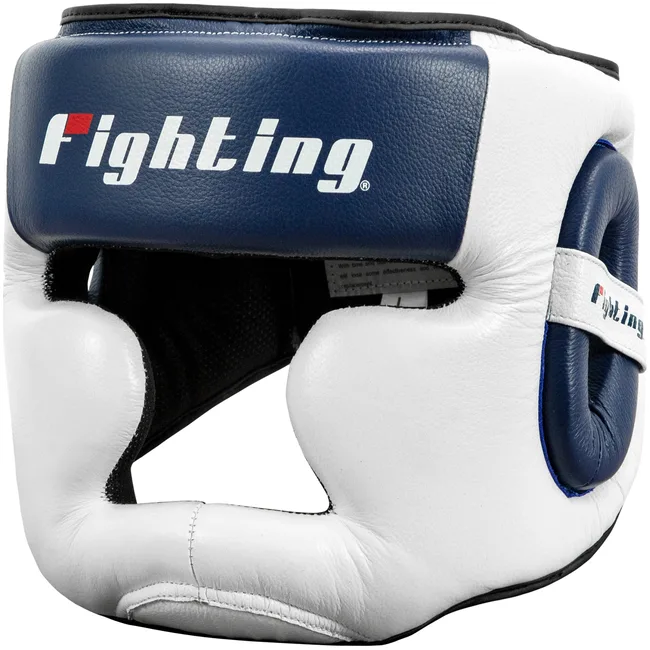 Тренировочный шлем для бокса Fighting Force Full White Blue