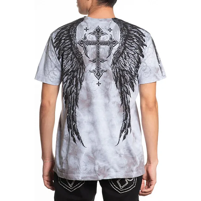 Футболка мужская AFFLICTION Death Eyes Tee Ligth Grey Crystal Wash
