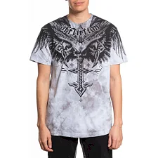 Футболка мужская AFFLICTION Death Eyes Tee Ligth Grey Crystal Wash