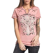 Женская футболка Sinful By AFFLICTION Rosita Heaher Salmon