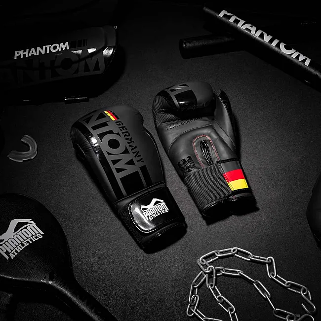 Перчатки для бокса PHANTOM Germany Black (капа в подарок)