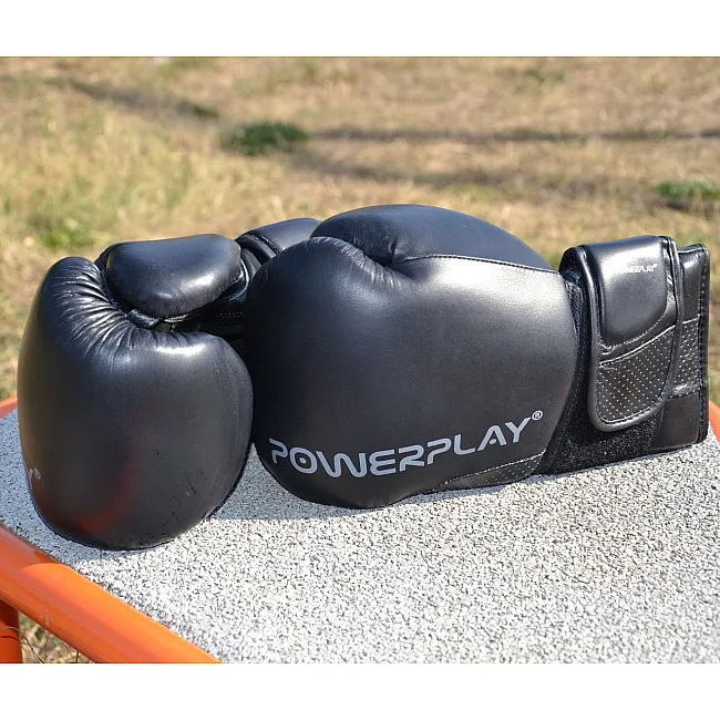 Перчатки для бокса POWERPLAY 3087 Magnum Черные (натуральная кожа)