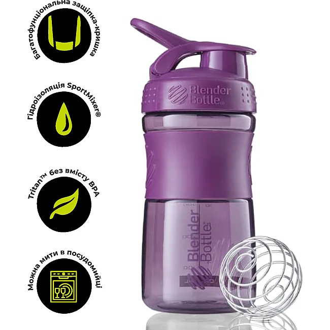 Спортивный шейкер-бутылка BLENDERBOTTLE SportMixer Flip 20oz/590мл Plum