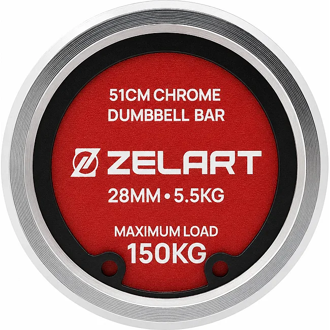 Гриф для гантели хромированный с замками ZELART TA-9695-28 (Хром)