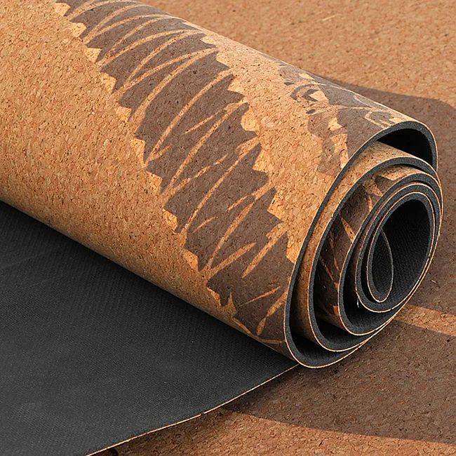 Килимок для йоги Пробковий двошаровий каучуковий Yoga mat BLOOM LB7120 183x61мx0.3cм