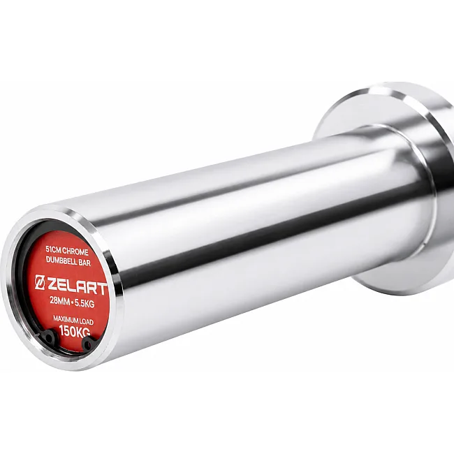 Гриф для гантели хромированный с замками ZELART TA-9695-28 (Хром)