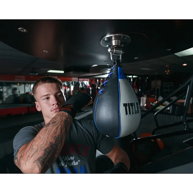 Пневмогруша боксерська TITLE Platinum Perilous Speed Bag Silver/Black (18×25,4 см.)