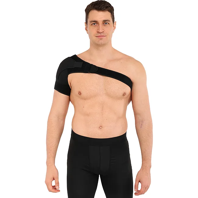 Бандаж для плеча компрессионный фиксатор плечевого сустава Shoulder Support SIBOTE ST-7493-R правый 1шт (Черный)