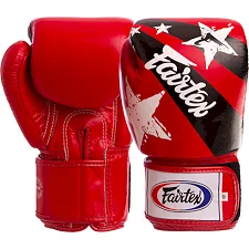 Рукавички для боксу шкіряні FAIRTEX BGV1N NATION PRINT 10-16унцій (Червоно-чорний)