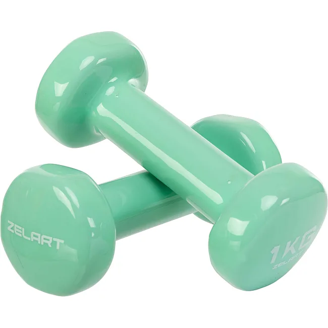 Гантели для фитнеса виниловые ZELART Beauty TA-5225-1 2шт 1кг (Мятный)