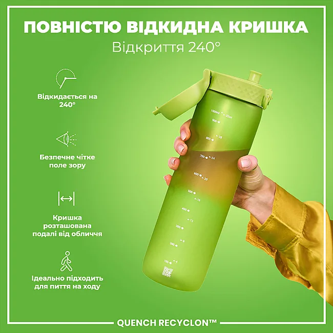 Бутылка для воды ION8 1000мл. (ЭКО бутылка) BPA Free, Green