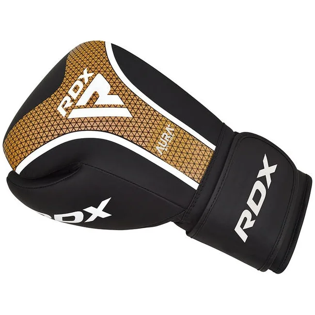 Боксерські рукавиці RDX AURA PLUS T-17 Black Golden (капа в комплекті)
