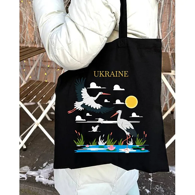 Экошопер BookOpt ВК4065 Ukraine «Журавли» Символ счастья Черный