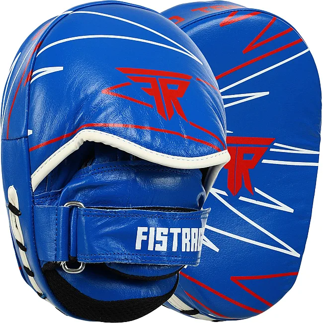 Лапа боксерская изогнутая тренировочная кожа FISTRAGE PRO TRAINING VL-9351 17х4х22см 2штуки (Синий)