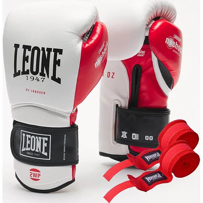 Боксерские перчатки Leone GN113 IL TECNICO N3 White (бинты 4 м. в комплекте)