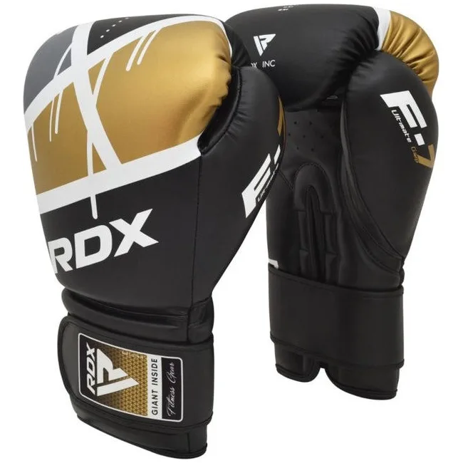 Боксерские перчатки RDX F7 Ego Black Golden (капа в комплекте)