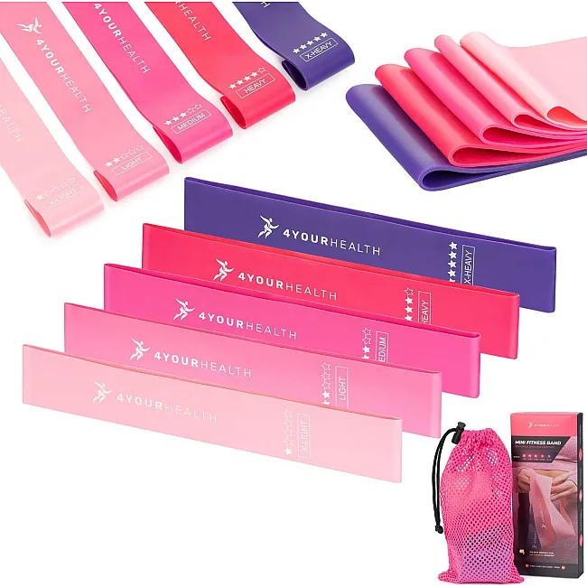 Фитнес резинки набор из 5шт 4YOURHEALTH Mini Band Fitness 2662 (от 1 до 20кг.) розовый