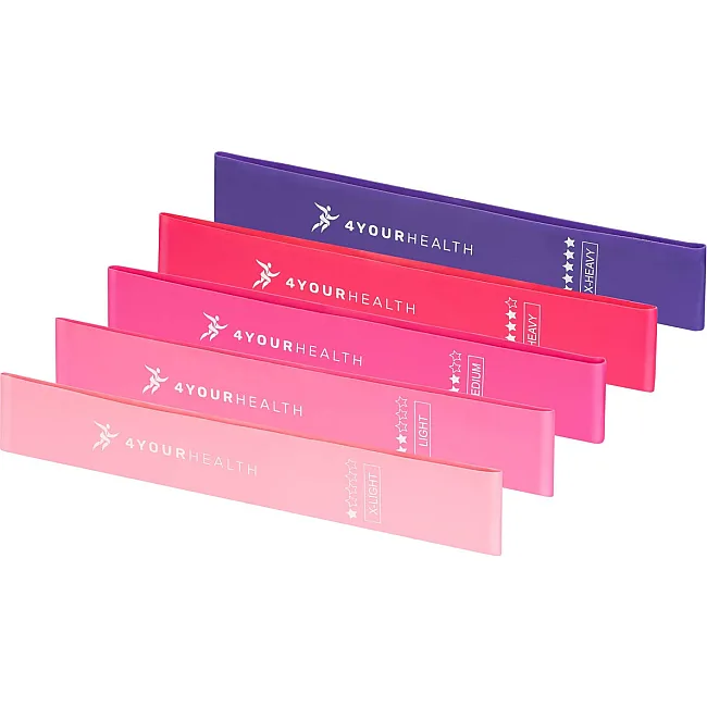 Фитнес резинки набор из 5шт 4YOURHEALTH Mini Band Fitness 2662 (от 1 до 20кг.) розовый