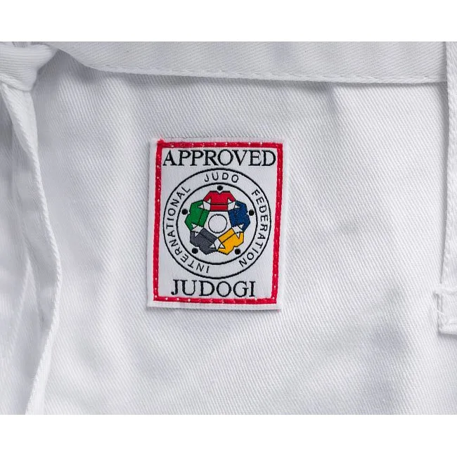 Кимоно для дзюдо Adidas Champion 2 с лицензией IJF (белый/черные полосы, J750W)
