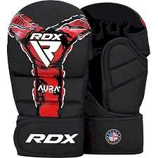 Тренувальні рукавиці RDX GRAPPLING GLOVES SHOOTER NEW AURA F17 чорний, червоний