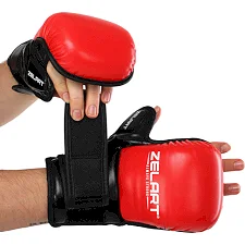 Рукавички Краби спарингові для MMA ZELART BO-4612 (Червоний-чорний)