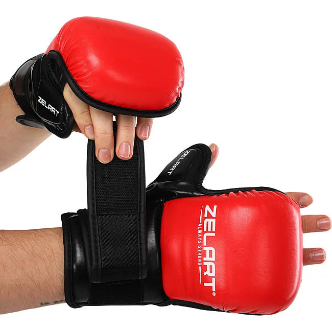 Перчатки Крабы спаринговые для MMA ZELART BO-4612 (Красный-черный)