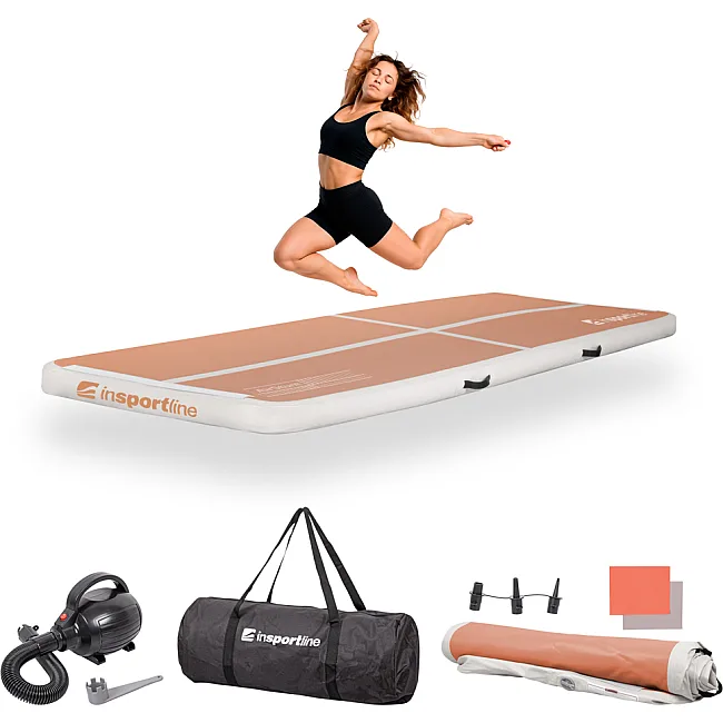 Надувной коврик Airtrack inSPORTline Airstunt 300x100x10 см, бежевый