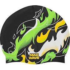 Шапочка для бассейна силиконовая для взрослых MADWAVE Fire M055452 (Черный)