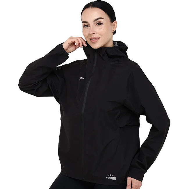 Куртка дождевик с капюшоном женская JOMA R-TRAIL NATURE 902790-100 (Черный)