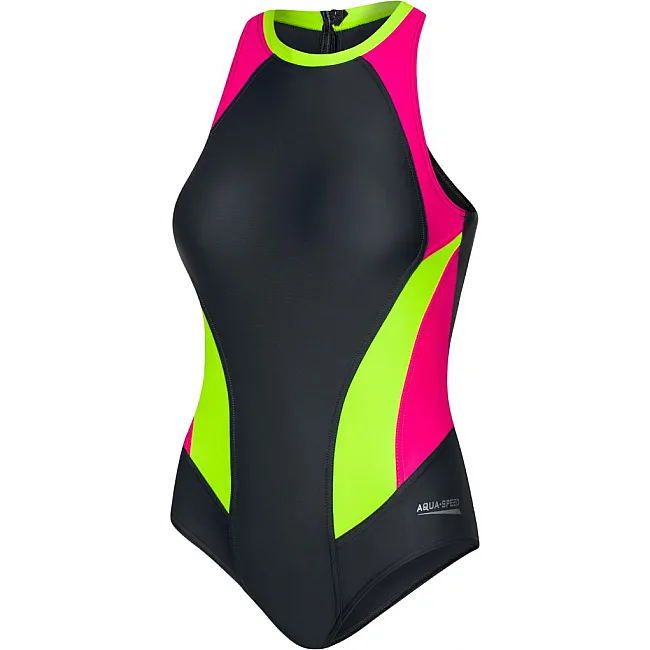 Купальник закрытый для женщин Aqua Speed NINA 60929 черный, малиновый, салатовый