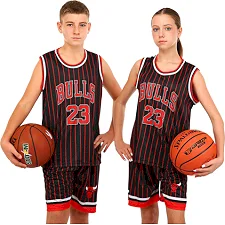 Детская баскетбольная форма NBA клуб Chicago Bulls 23 BA-6603 (Черный-красный)