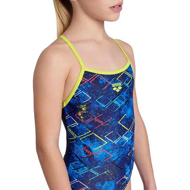Детский купальник Arena DALY SWIMSUIT LIGHT DROP BACK лайм, синий, белый, розовый