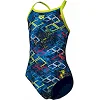 Детский купальник Arena DALY SWIMSUIT LIGHT DROP BACK лайм, синий, белый, розовый