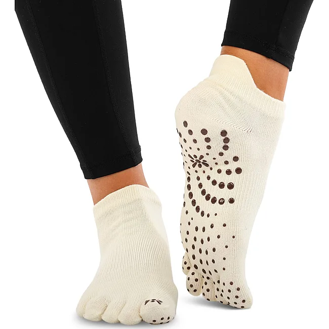 Носки для йоги и пилатеса с закрытыми пальцами нескользящие BLOOM YOGA SOCKS LB7081 (Белый)